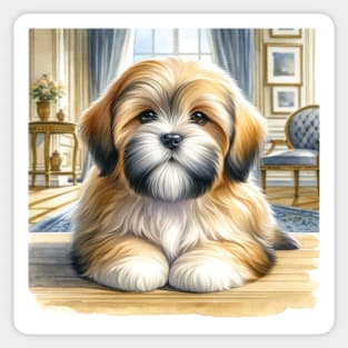 Watercolor Lhasa Apso Puppies - Cute Puppy Sticker